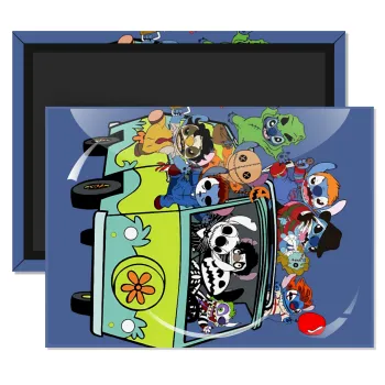 Stitch Halloween scooby car, Ορθογώνιο μαγνητάκι ψυγείου διάστασης 9x6cm