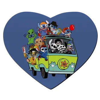 Stitch Halloween scooby car, Mousepad καρδιά 23x20cm
