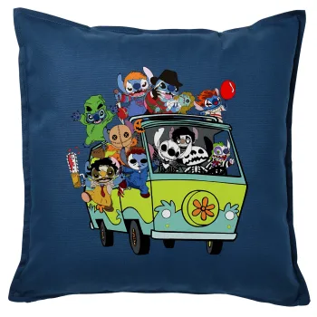 Stitch Halloween scooby car, Sofa cushion Blue 50x50cm includes filling