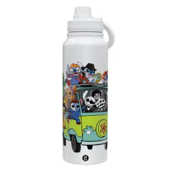 Stitch Halloween scooby car, Θερμός 1L Ανοξείδωτο με Βάση Κινητού & Διπλά Τοιχώματα
