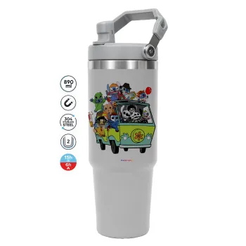Stitch Halloween scooby car, GREY color, 890ml (30oz) stainless Steel Tumbler with Handle