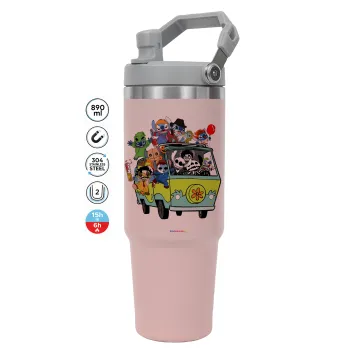 Stitch Halloween scooby car, Pink color, 890ml (30oz) stainless Steel Tumbler with Handle