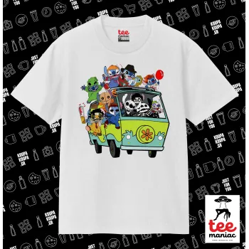 Stitch Halloween scooby car, Κλασικό T-Shirt, διπλής ραφής, χωρίς πλευρικές ραφές ΛΕΥΚΟ από 100% βαμβάκι. Vegan & OEKO-TEX πιστοποιημένο.