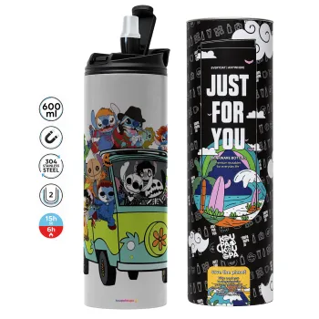 Stitch Halloween scooby car, Tumbler stainless steel GREY 600ml