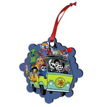 Stitch Halloween scooby car, Christmas ornament snowflake wooden 7.5cm