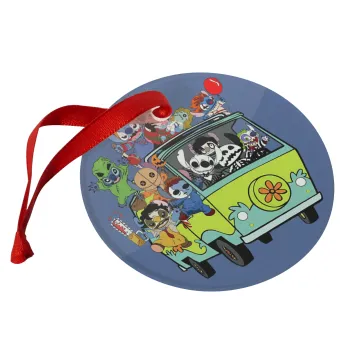 Stitch Halloween scooby car, Στολίδι Χριστουγεννιάτικο στολίδι γυάλινο 9cm