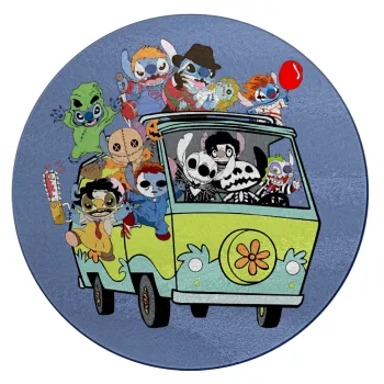 Stitch Halloween scooby car, Επιφάνεια κοπής γυάλινη στρογγυλή (30cm)