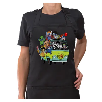 Stitch Halloween scooby car, Ποδιά μακριά Σεφ ολόσωμη με τσέπες Μαύρη (ΕΝΗΛΙΚΩΝ)