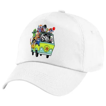 Stitch Halloween scooby car, Children's Baseball Cap, 100% Cotton Twill, White (COTTON, CHILDREN'S, UNISEX, ONE SIZE)