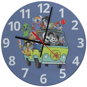 Stitch Halloween scooby car, Ρολόι τοίχου γυάλινο (30cm)