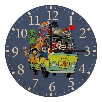 Stitch Halloween scooby car, Ρολόι τοίχου ξύλινο plywood (20cm)