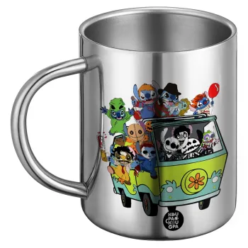 Stitch Halloween scooby car, BIG Mug Stainless steel double wall (450ml)