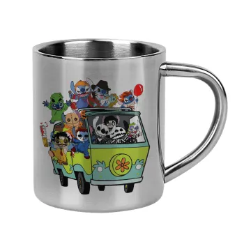 Stitch Halloween scooby car, Mug Stainless steel double wall 300ml