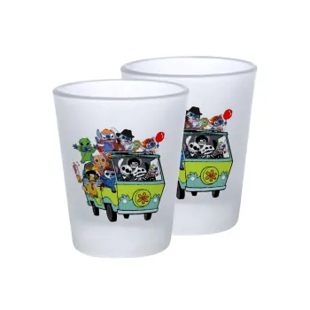 Stitch Halloween scooby car, Σφηνοπότηρα γυάλινα 45ml του πάγου (2 τεμάχια)