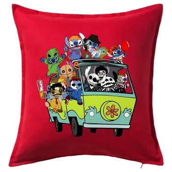 Stitch Halloween scooby car, Sofa cushion RED 50x50cm includes filling