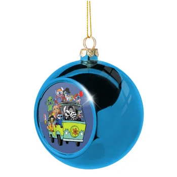 Stitch Halloween scooby car, Blue Christmas tree ball ornament 8cm