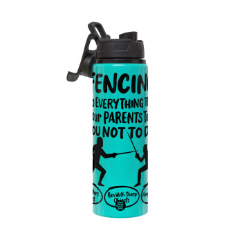 Fencing, do everything that your parents told you not to do., Μεταλλικό παγούρι νερού με καπάκι ασφαλείας, αλουμινίου 850ml