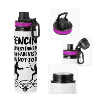 Fencing, do everything that your parents told you not to do., Μεταλλικό παγούρι νερού με καπάκι ασφαλείας, αλουμινίου 850ml