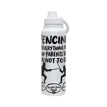 Fencing, do everything that your parents told you not to do., 1L Stainless Steel Thermal Bottle with Phone Holder & Double Wall Insulation