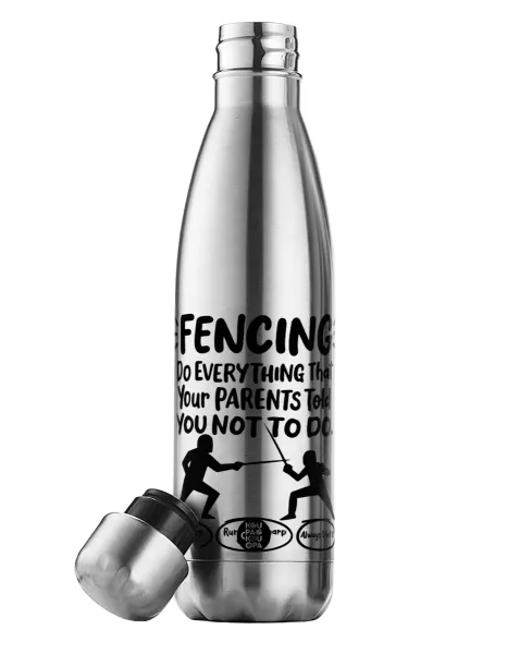Fencing — Μεταλλικό παγούρι θερμός Inox (Stainless steel), διπλού τοιχώματος, 500ml
