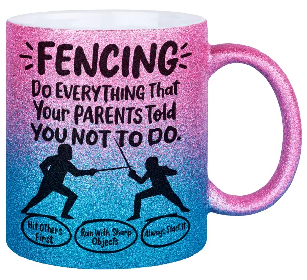 Fencing — Κούπα Χρυσή/Μπλε Glitter, κεραμική, 330ml
