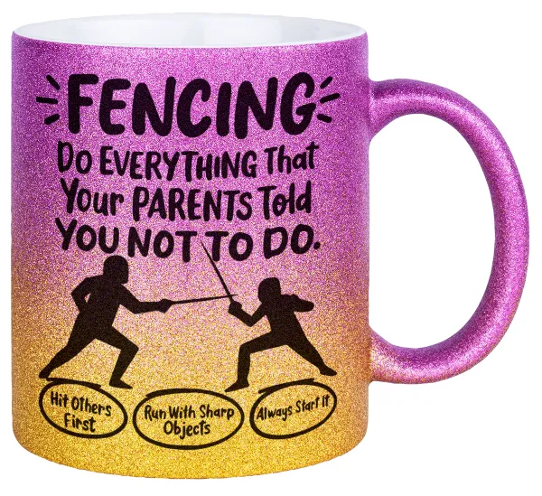 Fencing — Κούπα Χρυσή/Ροζ Glitter, κεραμική, 330ml