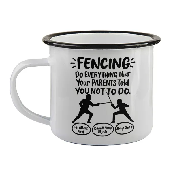 Fencing — Enamel mug with black rim, 360ml