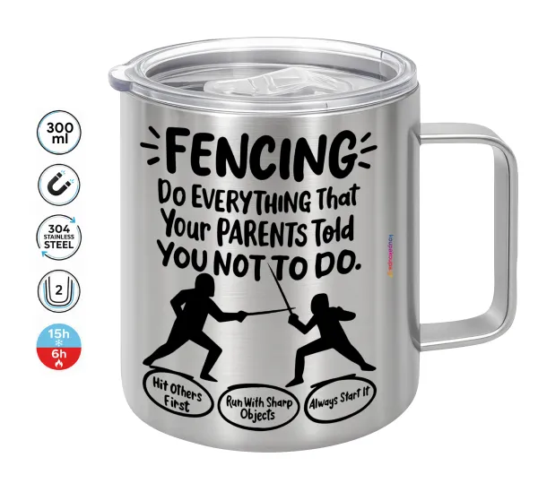 Fencing — Double-walled stainless steel mug 300ml with temperature-retaining lid