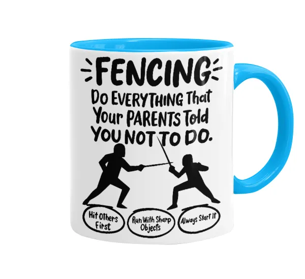 Fencing — Κούπα χρωματιστή γαλάζια, κεραμική, 330ml