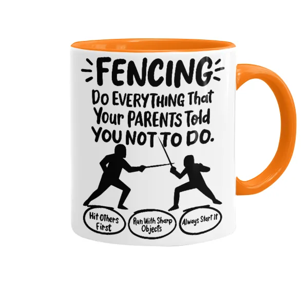 Fencing — Κούπα χρωματιστή πορτοκαλί, κεραμική, 330ml