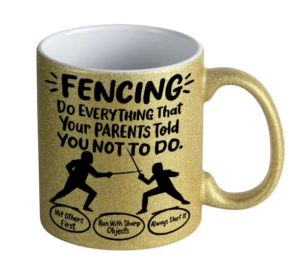 Fencing — Κούπα Χρυσή Glitter που γυαλίζει, κεραμική, 330ml