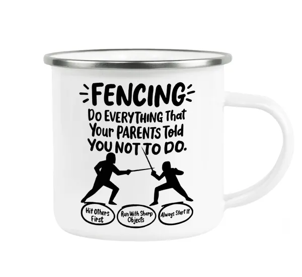 Fencing — Metallic enamel cup white 360ml
