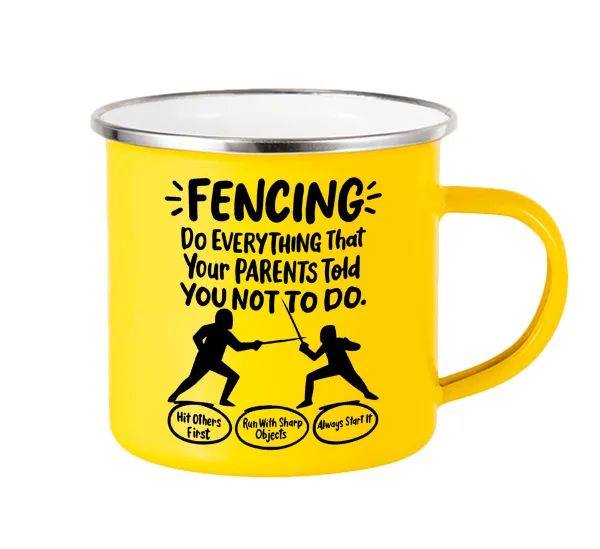Fencing — Yellow Enamel Metallic Cup 360ml