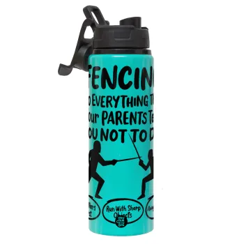 Fencing, do everything that your parents told you not to do., Μεταλλικό παγούρι νερού με καπάκι ασφαλείας, αλουμινίου 850ml