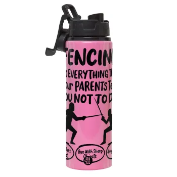 Fencing, do everything that your parents told you not to do., Μεταλλικό παγούρι νερού με καπάκι ασφαλείας, αλουμινίου 850ml