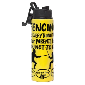 Fencing, do everything that your parents told you not to do., Μεταλλικό παγούρι νερού με καπάκι ασφαλείας, αλουμινίου 850ml