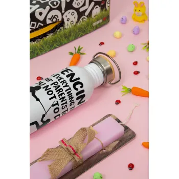 Fencing, do everything that your parents told you not to do., Πασχαλινή Λαμπάδα με παγούρι μεταλλικό (620ml, stainless steel) & κερί αρωματικό πλακέ (30cm) (ΡΟΖ)