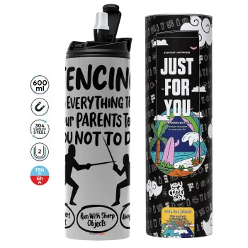Fencing, do everything that your parents told you not to do., Tumbler stainless steel GREY 600ml