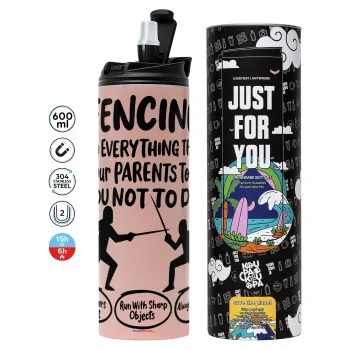 Fencing, do everything that your parents told you not to do., Tumbler stainless steel PINK 600ml