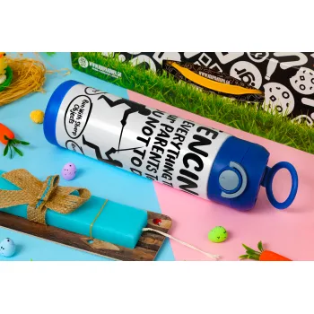 Fencing, do everything that your parents told you not to do., Πασχαλινή Λαμπάδα με Παιδικό παγούρι θερμό, ανοξείδωτο, με καλαμάκι ασφαλείας, ΜΠΛΕ (500ml)