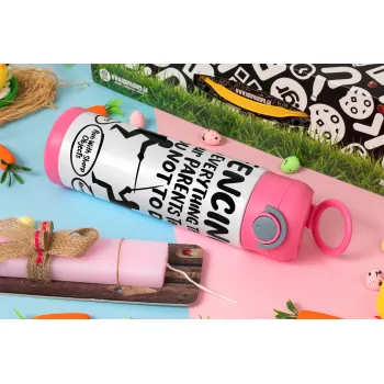 Fencing, do everything that your parents told you not to do., Easter candle, Childrens hot water bottle, stainless steel, with safety straw, PINK (500ml)