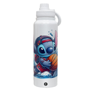 Stitch Basketball, 1L Stainless Steel Thermal Bottle with Phone Holder & Double Wall Insulation