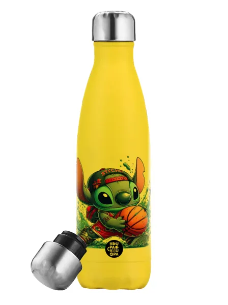 Stitch Basketball — Yellow Stainless Steel Metallic Thermos, double-walled, 500ml