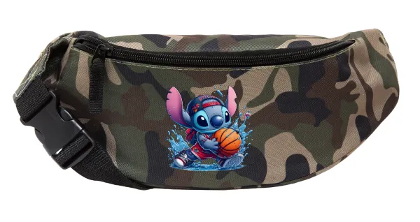 Stitch Basketball — Unisex waist bag (banana) in Jungle camouflage color with 2 pockets