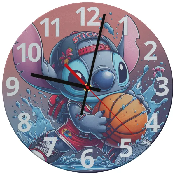 Stitch Basketball — Ρολόι τοίχου γυάλινο (30cm)