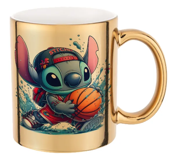 Stitch Basketball — Mug ceramic, gold mirror, 330ml