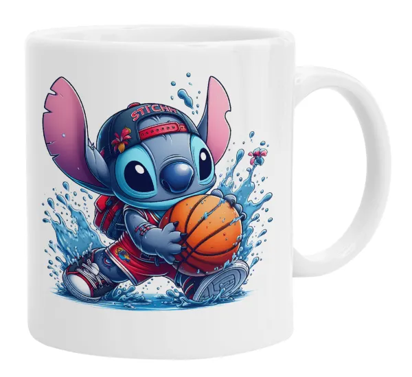 Stitch Basketball — Κούπα, κεραμική, 330ml
