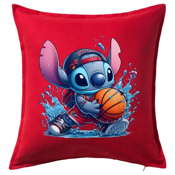 Stitch Basketball — Μαξιλάρι καναπέ Κόκκινο 100% βαμβάκι, περιέχεται το γέμισμα (50x50cm)