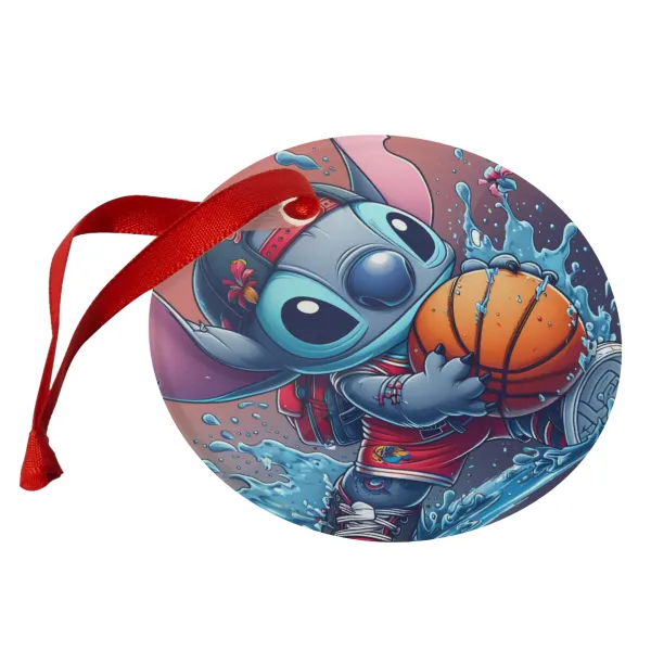 Stitch Basketball — Στολίδι Χριστουγεννιάτικο στολίδι γυάλινο 9cm