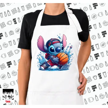 Stitch Basketball, Ποδιά μακριά Σεφ ολόσωμη με τσέπες white (ΕΝΗΛΙΚΩΝ)